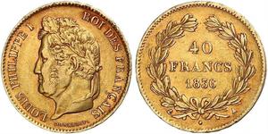 40 Franc Monarquía de Julio (1830-1848) Oro Luis Felipe I de Francia  (1773 -1850)