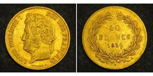 40 Franc Monarquía de Julio (1830-1848) Oro Luis Felipe I de Francia  (1773 -1850)