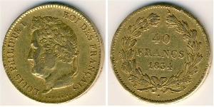 40 Franc Monarquía de Julio (1830-1848) Oro Luis Felipe I de Francia  (1773 -1850)