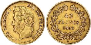 40 Franc Monarquía de Julio (1830-1848) Oro Luis Felipe I de Francia  (1773 -1850)