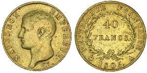 40 Franc Primer Imperio francés (1804-1814) Oro Napoleón Bonaparte(1769 - 1821)