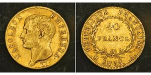 40 Franc Primer Imperio francés (1804-1814) Oro Napoleón Bonaparte(1769 - 1821)