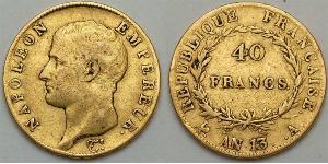 40 Franc Primer Imperio francés (1804-1814) Oro Napoleón Bonaparte(1769 - 1821)