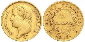 40 Franc Primer Imperio francés (1804-1814) Oro Napoleón Bonaparte(1769 - 1821)