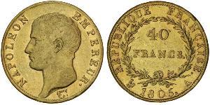 40 Franc Primer Imperio francés (1804-1814) Oro Napoleón Bonaparte(1769 - 1821)