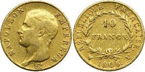 40 Franc Primer Imperio francés (1804-1814) Oro Napoleón Bonaparte(1769 - 1821)