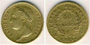 40 Franc Primer Imperio francés (1804-1814) Oro Napoleón Bonaparte(1769 - 1821)