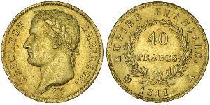 40 Franc Primer Imperio francés (1804-1814) Oro Napoleón Bonaparte(1769 - 1821)