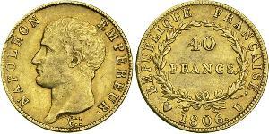 40 Franc Primer Imperio francés (1804-1814) Oro Napoleón Bonaparte(1769 - 1821)