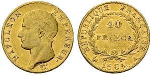 40 Franc Primer Imperio francés (1804-1814) Oro Napoleón Bonaparte(1769 - 1821)