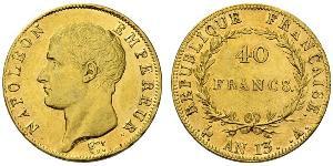 40 Franc Primer Imperio francés (1804-1814) Oro Napoleón Bonaparte(1769 - 1821)