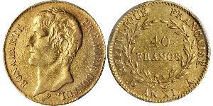 40 Franc Primer Imperio francés (1804-1814) Oro Napoleón Bonaparte(1769 - 1821)