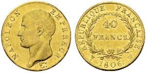 40 Franc Primer Imperio francés (1804-1814) Oro Napoleón Bonaparte(1769 - 1821)