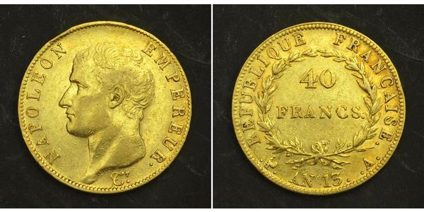 40 Franc Primer Imperio francés (1804-1814) Oro Napoleón Bonaparte(1769 - 1821)