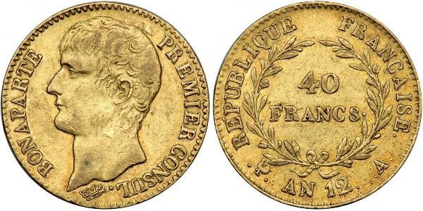 40 Franc Primer Imperio francés (1804-1814) Oro Napoleón Bonaparte(1769 - 1821)