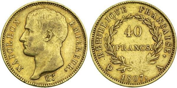 40 Franc Primer Imperio francés (1804-1814) Oro Napoleón Bonaparte(1769 - 1821)