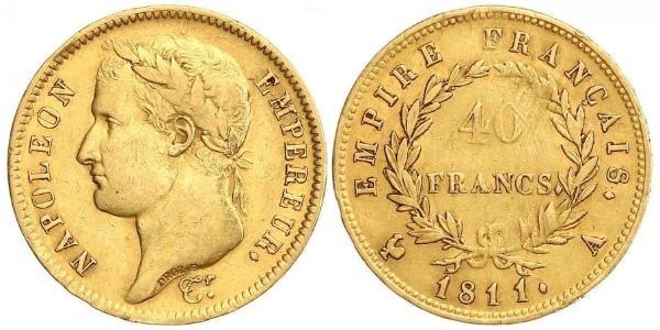 40 Franc Primer Imperio francés (1804-1814) Oro Napoleón Bonaparte(1769 - 1821)