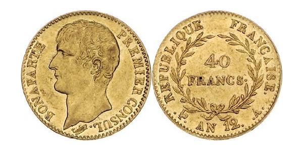 40 Franc Primer Imperio francés (1804-1814) Oro Napoleón Bonaparte(1769 - 1821)