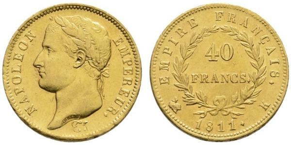 40 Franc Primer Imperio francés (1804-1814) Oro Napoleón Bonaparte(1769 - 1821)