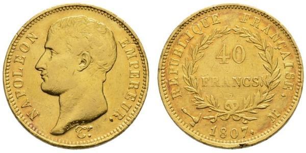 40 Franc Primer Imperio francés (1804-1814) Oro Napoleón Bonaparte(1769 - 1821)