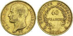 40 Franc Primo Impero francese (1804-1814) Oro Napoleone Bonaparte(1769 - 1821)