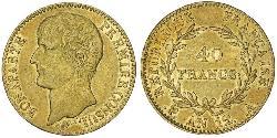 40 Franc Primo Impero francese (1804-1814) Oro Napoleone Bonaparte(1769 - 1821)