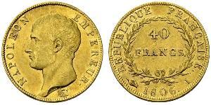 40 Franc Primo Impero francese (1804-1814) Oro Napoleone Bonaparte(1769 - 1821)