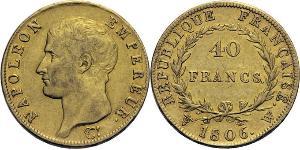 40 Franc Primo Impero francese (1804-1814) Oro Napoleone Bonaparte(1769 - 1821)