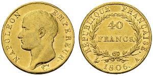 40 Franc Primo Impero francese (1804-1814) Oro Napoleone Bonaparte(1769 - 1821)