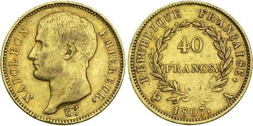 40 Franc Primo Impero francese (1804-1814) Oro Napoleone Bonaparte(1769 - 1821)