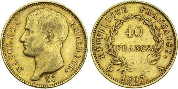 40 Franc Primo Impero francese (1804-1814) Oro Napoleone Bonaparte(1769 - 1821)