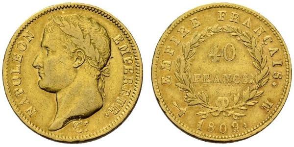 40 Franc Primo Impero francese (1804-1814) Oro Napoleone Bonaparte(1769 - 1821)