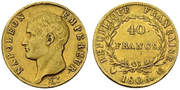 40 Franc Primo Impero francese (1804-1814) Oro Napoleone Bonaparte(1769 - 1821)