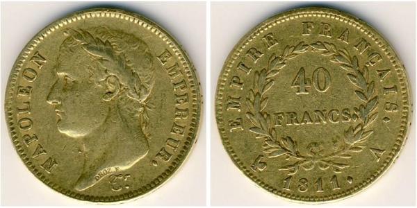 40 Franc Primo Impero francese (1804-1814) Oro Napoleone Bonaparte(1769 - 1821)
