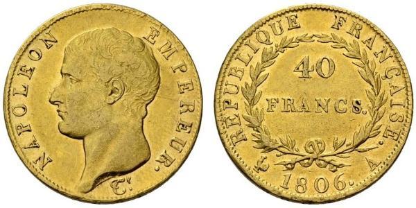 40 Franc Primo Impero francese (1804-1814) Oro Napoleone Bonaparte(1769 - 1821)
