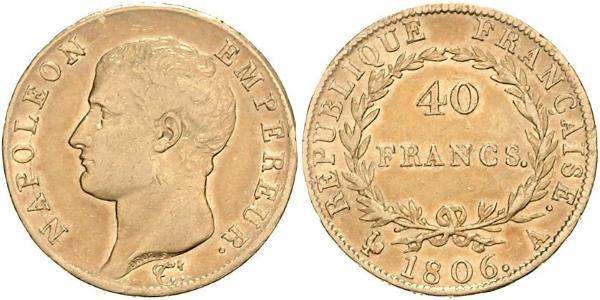 40 Franc Primo Impero francese (1804-1814) Oro Napoleone Bonaparte(1769 - 1821)