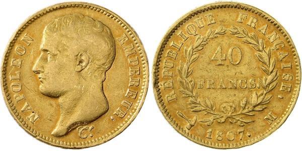 40 Franc Primo Impero francese (1804-1814) Oro Napoleone Bonaparte(1769 - 1821)