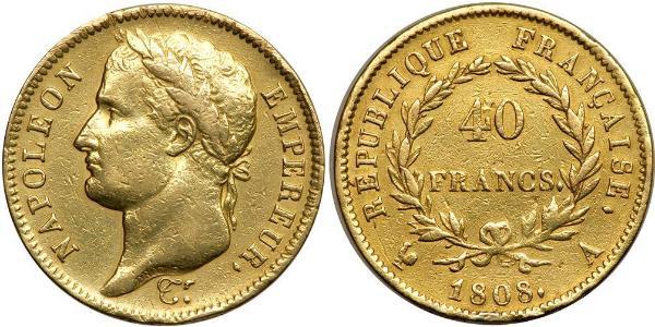 40 Franc Primo Impero francese (1804-1814) Oro Napoleone Bonaparte(1769 - 1821)