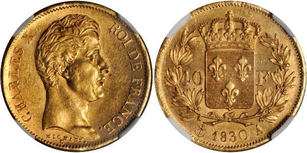 40 Franc Reino de Francia (1815-1830) Oro Carlos X de Francia (1757-1836)