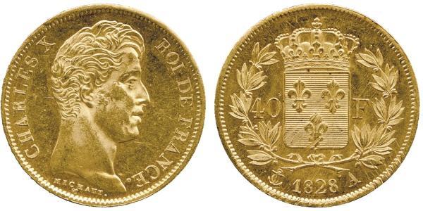 40 Franc Reino de Francia (1815-1830) Oro Carlos X de Francia (1757-1836)