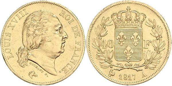 40 Franc Reino de Francia (1815-1830) Oro Luis XVIII de Francia (1755-1824)
