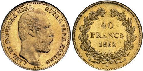 40 Franc Svezia Oro Carlo XV di Svezia (1826 - 1872)
