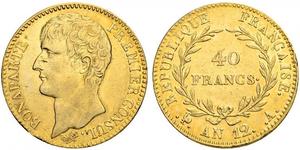 40 Franc 法兰西第一帝国 (1804 - 1814) 金 拿破仑一世(1769 - 1821)