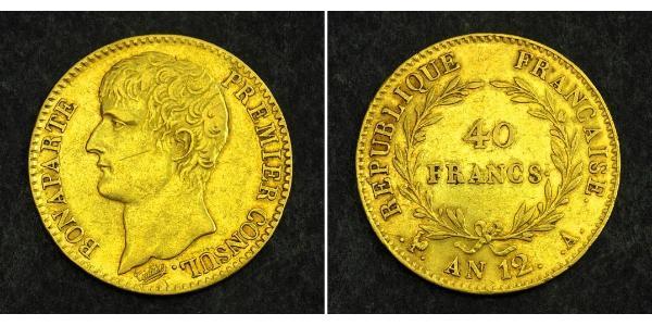 40 Franc 法兰西第一帝国 (1804 - 1814) 金 拿破仑一世(1769 - 1821)