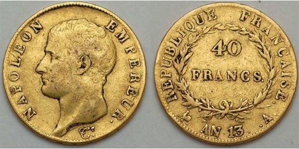 40 Franc 法兰西第一帝国 (1804 - 1814) 金 拿破仑一世(1769 - 1821)