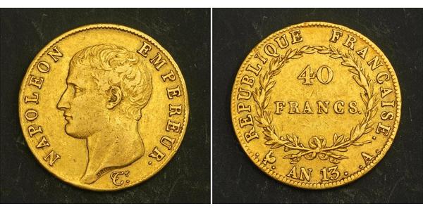 40 Franc 法兰西第一帝国 (1804 - 1814) 金 拿破仑一世(1769 - 1821)