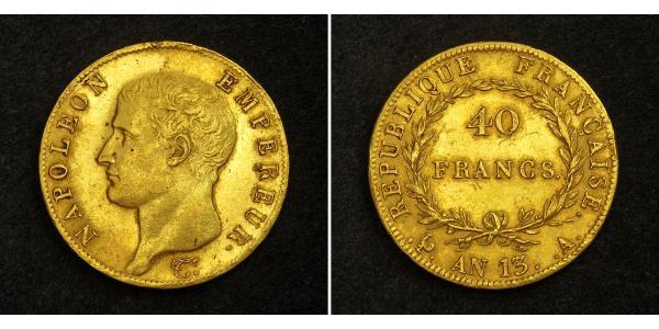 40 Franc 法兰西第一帝国 (1804 - 1814) 金 拿破仑一世(1769 - 1821)
