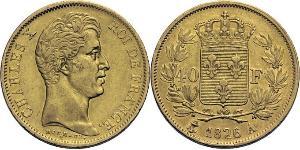 40 Franc 波旁复辟 金 查理十世 (法兰西) (1757-1836)