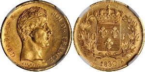 40 Franc 波旁复辟 金 查理十世 (法兰西) (1757-1836)