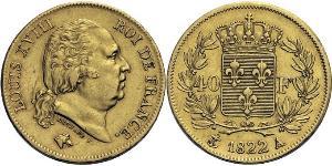 40 Franc 波旁复辟 金 路易十八 (1755 - 1824)